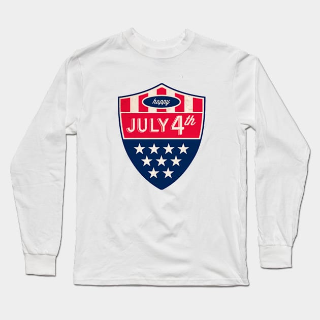Patriotic Shield - USA - Happy 4th of july Long Sleeve T-Shirt by JMPrint